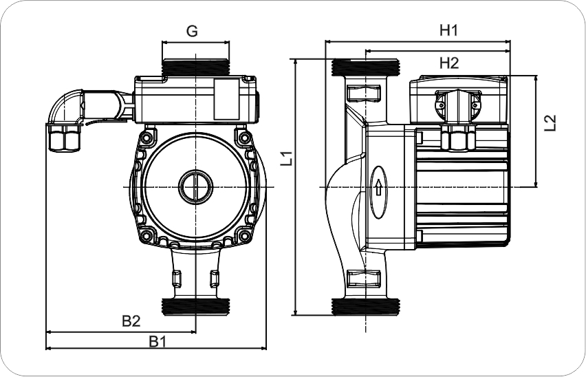 EA intelligent circulation pump dimension